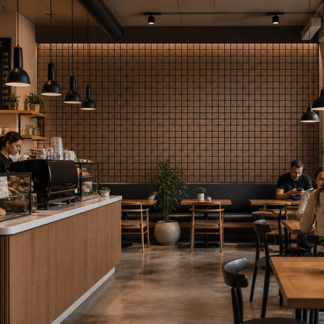 Superlightweight Grid- Self Adhesive Acoustic Wall Panels - 120cm x 30cm (4 pack) - Smoked Oak