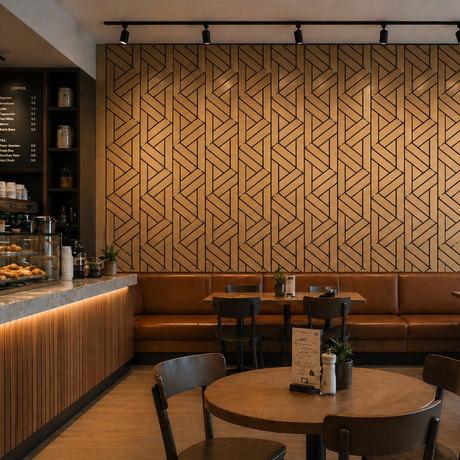 Superlightweight Lattice - Self Adhesive Acoustic Wall Panels- 120cm x 30cm (4 pack) - Walnut