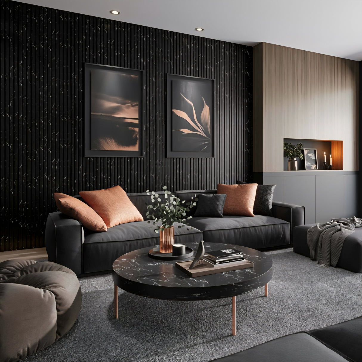Black Marble Effect Acoustic Panel