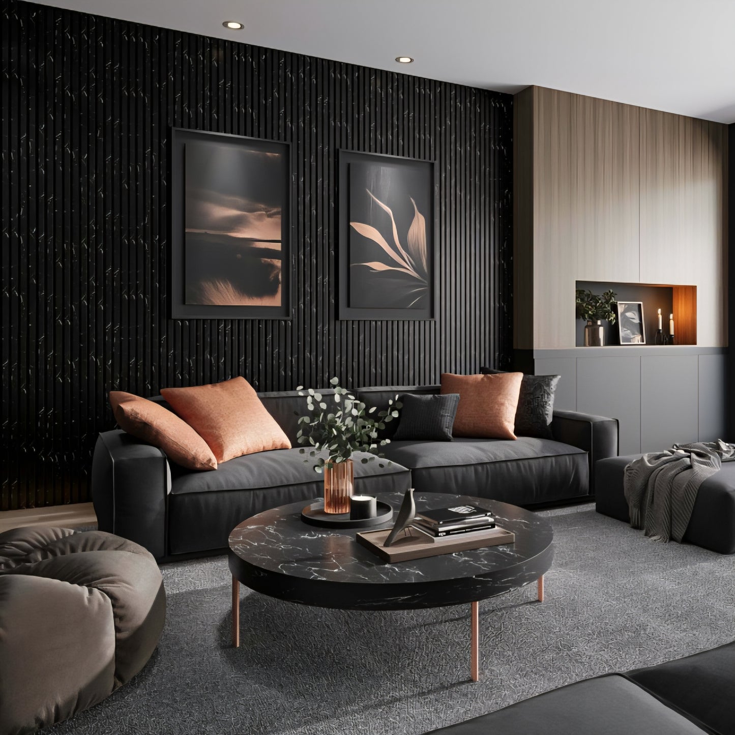 Black Marble Effect Acoustic Panel