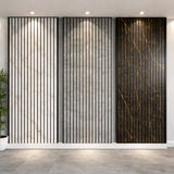 White marble-effect acoustic wall panel by AWS, 60x280cm, featuring slatted design for stylish sound absorption.