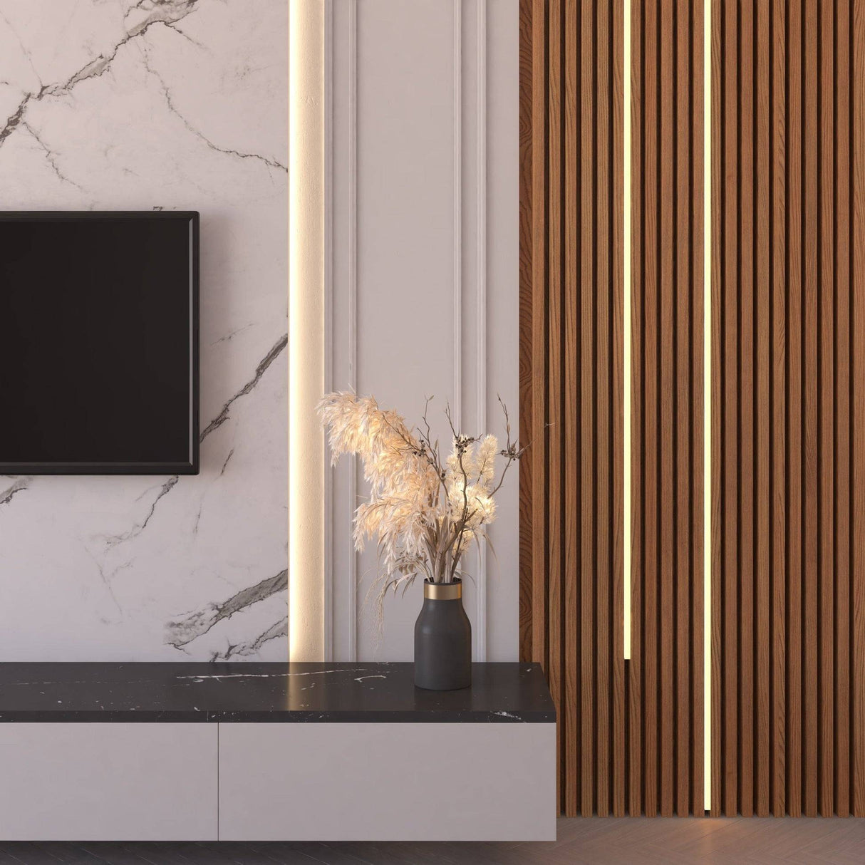 White Grey Brown Vein PVC Wall Panel 60 x 240cm